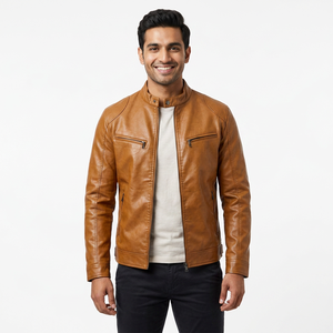 Private Label Cowhide Bike Riding Leather <b>Jacket</b> Men in Custom Color Distressed <b>Sheepskin</b> Motorbike Leather <b>jacket</b> for men - Product Image 1