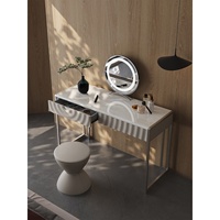 Coiffeuse Moderne de Luxe Blanche avec Miroir Tactile LED, Design sur Pied, Rangement Portable