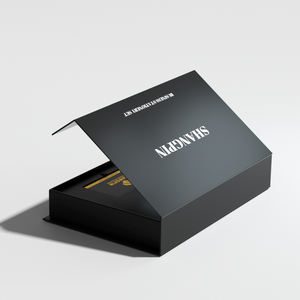 Emballage en carton noir en forme de livre rigide écologique avec doublure en éponge, logo personnalisé pour boîte cadeau VIP, mariage - Product Image 5