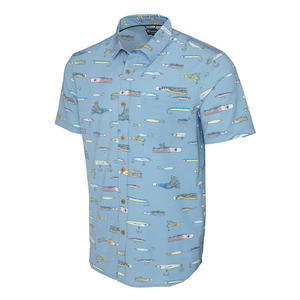 Chemise de pêche entièrement boutonnée en nylon recyclé sublimé Brandsun, avec fermeture à boutons perlés et impression intégrale motif poisson, personnalisable. - Product Image 5