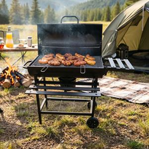 תנור פחם נייד גדול, חבית מתכת סִגְנוֹן גריל נייד למסיבות בחצר האחורית, גריל ברביקיו חיצוני - Product Image 6
