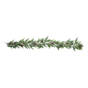 Guirlande de Noël Yan Ju 1,8 m bicolore en pin et cyprès avec baies rouges et cônes pour décorations de maison - Product Image 4