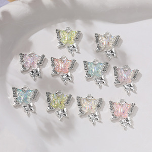 Colgante de mariposa con circonita cúbica, accesorios de joyería DIY de aleación para la fabricación de pulseras y collares, venta al por mayor - Product Image 3