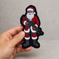 Badge brodé tactique 3D Père Noël avec fixation auto-agrippante, cadeau de Noël, accessoire vestimentaire, patch