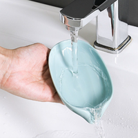 Support à Savon en Forme de Feuille avec Drainage Automatique, Boîte de Rangement Antidérapante en Plastique à Ventouse pour Salle de Bain, Douche, Évier de Cuisine