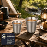 Tasse à café/espresso en acier inoxydable à double paroi, écologique, 80 ml et 160 ml, pour restaurants, camping et cadeaux promotionnels