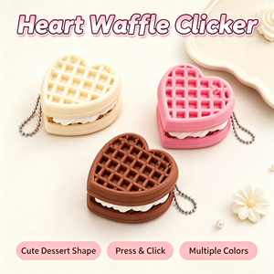 Porte-clés anti-stress en forme de gaufre cœur mignon, jouet à presser imprimé en 3D, jouet de poche, ornement de bureau - Product Image 5