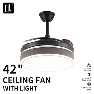 Ventilateur de plafond moderne avec télécommande pour salon, 42 pouces, noir et blanc, LED, moteur DC, 6 vitesses, profil bas, avec éclairage - Product Image 2