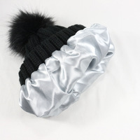 Bonnet en fausse fourrure vierge personnalisé de qualité supérieure avec pompon et doublure en satin pour l'hiver