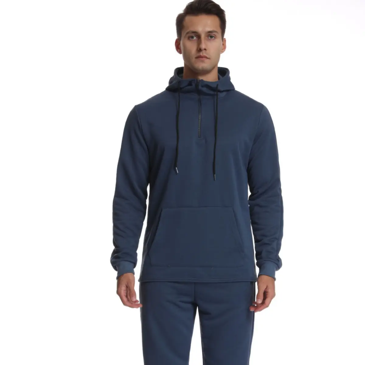 Latest Design Outdoor Training Top Wear 1/4 Zip Hooded Top Jogging Men Training Suits Breathable Fitness Leisure Jogging Wear