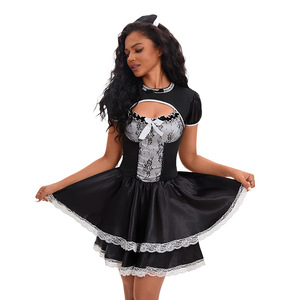 <b>Sexy</b> Maid Costume Black Lace Dress With Headwear For <b>Cosplay</b> Stage Wear Spring 2025 - Product Image 1