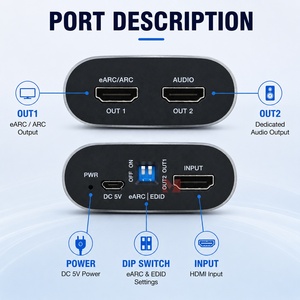Extracteur audio <span class=keywords><strong>HDMI</strong></span> 2.0b <span class=keywords><strong>EARC</strong></span> LINK-MI 18 Gbps, 4K60Hz HDCP 2.3, convertisseur ARC, séparateur audio, boîtier en alliage d'aluminium pour AV - Product Image 3