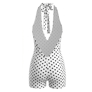 Viviblook Q26RP090 Combinaison une pièce sexy pour femme, imprimé pois, sans manches, dos nu, col en V profond, coupe ajustée - Product Image 5