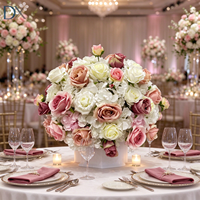 Bola Bunga Mawar Hydrangea Sutra Buatan Warna Pink Muda Putih Modern Mewah 40cm Set Dekorasi Bunga untuk Hotel, Pernikahan, dan Pesta