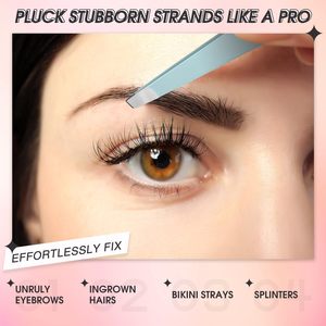 Pince à épiler personnalisée pour sourcils, lot de 2 pinces à épiler pailletées, pince à épiler oblique noire pour sourcils - Product Image 2