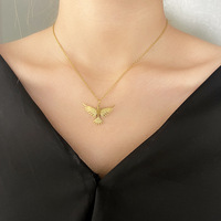 Collier pendentif Aigle en acier inoxydable NYY, plaqué or 18 carats, avec ailes déployées, pour femmes et hommes, bijou tendance, cadeau