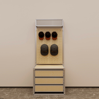 Vitrine de présentation de chapeaux, présentoir de magasin de vêtements, panneau perforé avec cadre métallique et tiroirs