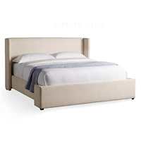 Lit king-size en chêne massif de style américain, 1,8 m, rembourrage en lin, lit moelleux, mobilier moderne minimaliste pour chambre à coucher