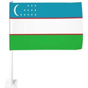 Hot Sells Polyester Uzbekistan Clip Onto Car Window <b>Flag</b> of Uzbek 12X18 Inch for Vehicle Outdoor Decoration - Product Image 1