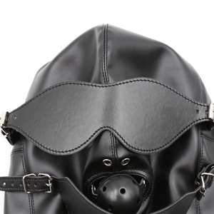 Máscara de Cuero PU para Cabeza Completa, Máscara de Bondage SM con Bola para la Boca, Cubre Ojos Desmontable, Correa Ajustable, Accesorio para Juegos de Rol para Adultos - Product Image 6