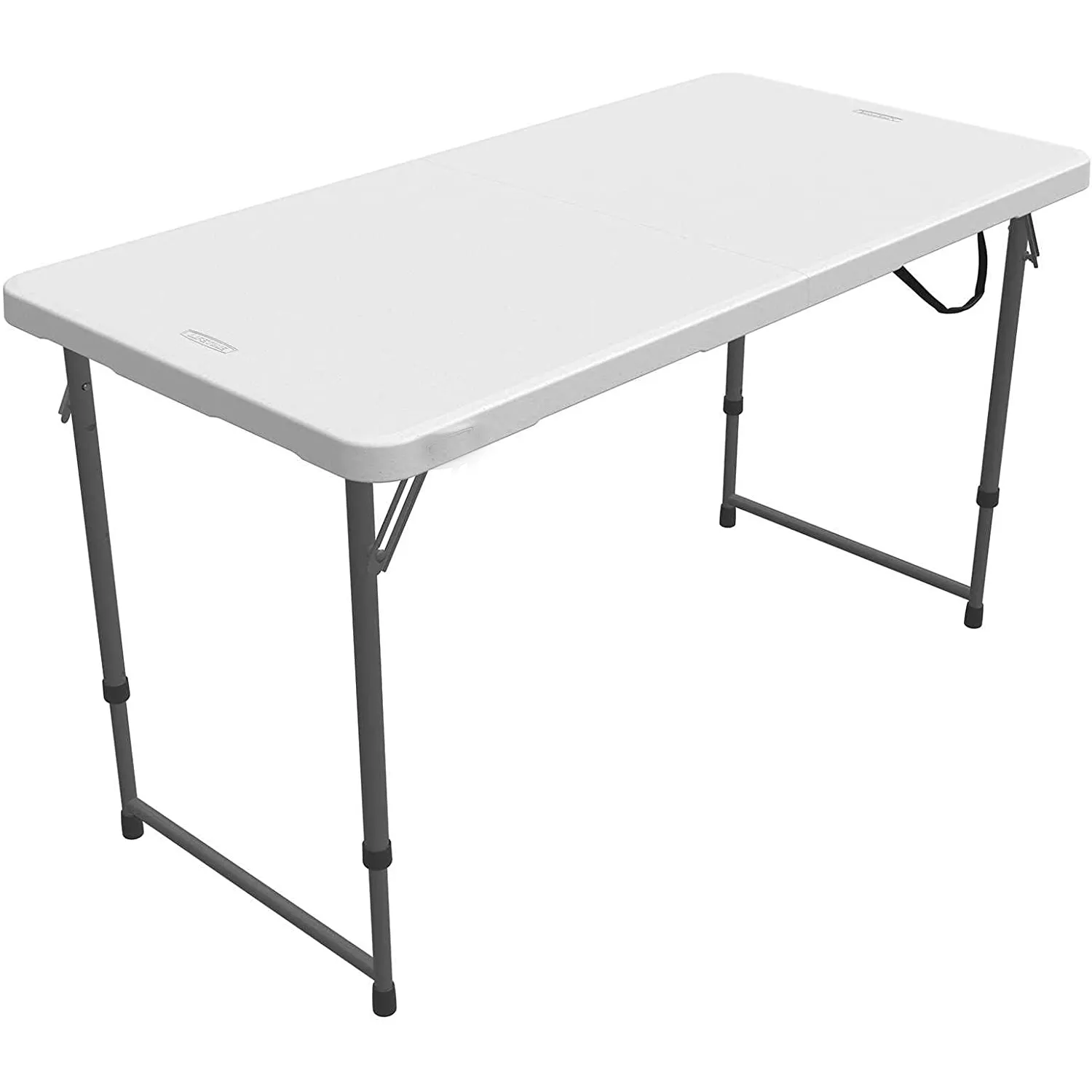2023 New Height Adjustable Craft Camping and Utility Folding Table, 4 Foot, 4'/48 x 24, White Granite