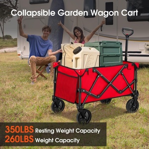 Collapsible Folding Wagon Heavy Duty Utility Beach Wagon <b>Cart</b> with Side Pocket and Brakes Large Capacity <b>Foldable</b> Grocery Wagon - Product Image 5