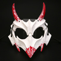 Masques de Halloween demi-visage pour femmes et hommes, masques d'anime renard, dragon, dieu, crâne, squelette, accessoires de costume d'horreur pour fête de carnaval et cosplay