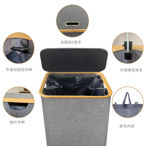 ตะกร้าผ้าแบบพับได้พร้อมฝาปิด สำหรับจัดเก็บผ้า ซักผ้า ขายส่ง - Product Image 3