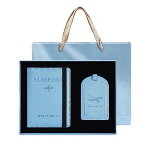 Custom Logo Pu Leather Passport <b>Holder</b> Luggage Tag Bag Set, Embossed <b>Travel</b> <b>Document</b> Cover Luxury Corporate Business Gift - Product Image 1