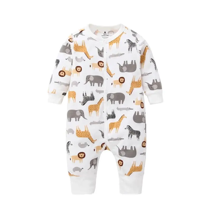 ロングSleeve動物印刷Newborn Baby Clothes Organic Baby Romper sleepsuit