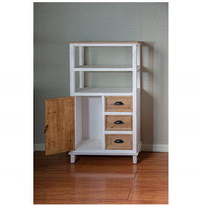 Vintage Solid Wood Living Room Tall Sideboard Floor Standing <b>Storage</b> Cabinet <b>with</b> 3 <b>Drawers</b> Rustic Design Hotel Dining - Product Image 1