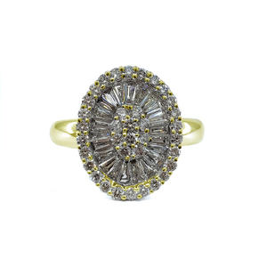 Bijoux d'usine directe logo personnalisé de haute qualité 18k or jaune massif véritable diamant rond bague en grappe pour dame - Product Image 1