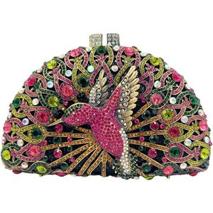 Bolso de Noche Brillante con Cristales y Pedrería de Pavo Real para Mujer, Cartera de Mano Elegante para Salidas Nocturnas y Cócteles - Product Image 2