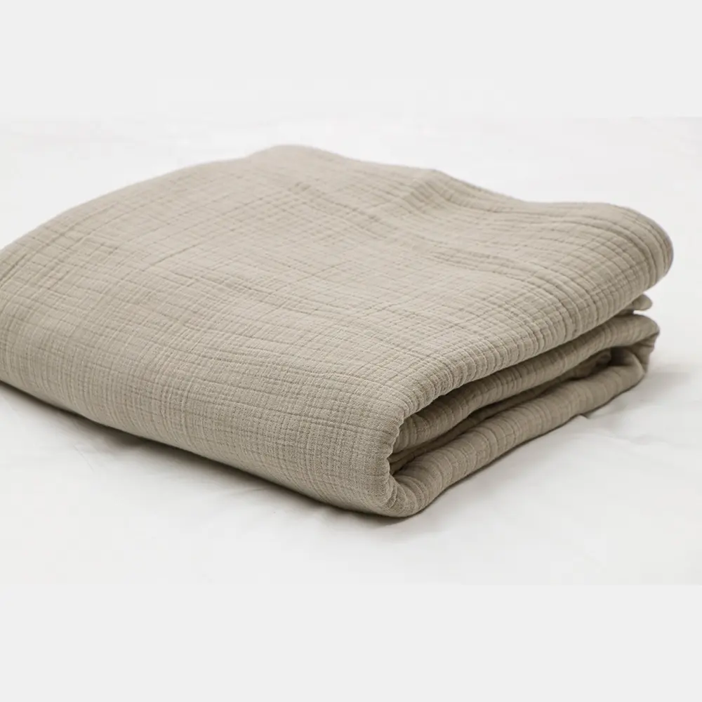 Cobertor de algodão beige com textura elegante e simples para máquina de lavar roupa, cobertor de algodão tamanho queen, ideal para refrigeração