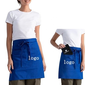 Grembiule Corto da <span class=keywords><strong>Chef</strong></span> in Cotone Blu <span class=keywords><strong>per</strong></span> Adulti con Logo Personalizzato e 2 Tasche <span class=keywords><strong>per</strong></span> Catering, Bistrot, Giardino, Bar, Caffè, Ristorante - Product Image 2