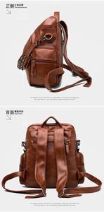 Men's Women's <b>Backpack</b> <b>School</b> Bag Rucksack Back Pack PU Leather Waterproof Zipper <b>School</b> Daily Wine <b>Black</b> Brown Coffee - Product Image 4