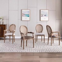 Chaise de salle à manger moderne en bois massif avec revêtement en cuir, dossier de style français, pour bar et restaurant, mobilier de maison, fauteuil en chêne