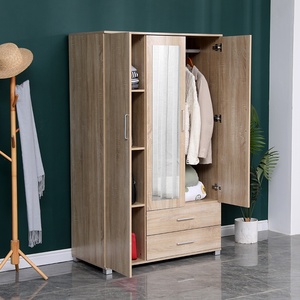 Hot <strong>Sale</strong> Modern <strong>Cheapest</strong> <strong>Wardrobe</strong> Simple Wooden 3 Door <strong>Wardrobe</strong> with 2 Drawers Closet With Mirror - Product Image 2