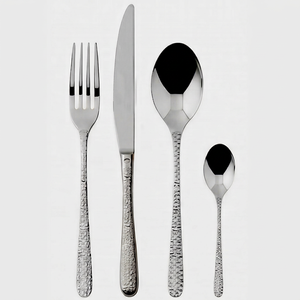 Ensemble de couverts modernes en acier inoxydable avec poignée texturée, finition miroir haute brillance, compatible lave-vaisselle, pour mariage - Product Image 1