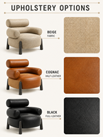 Fauteuil de salon moderne avec appui-tête rembourré, en cuir pleine fleur, pieds en bois de frêne blanc, idéal pour salon, hôtel, salle à manger – Vente directe usine OEM ODM