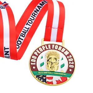 Longzhiyu medali logam 17 tahun, medali bola sepak bola kustom, medali olahraga sepak bola emas antik