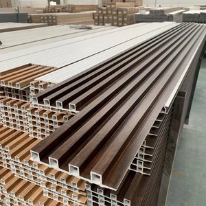 3D yivli WPC duvar paneli 160*24mm su geçirmez akustik ahşap kaplama mermer dokulu yüzey otel merkezi TV arka plan ev - Product Image 1