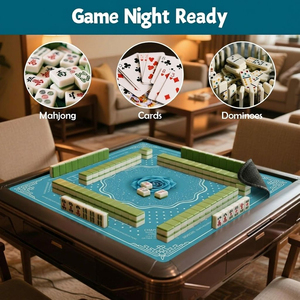 Y Y Mesa de Mahjong Automática Americana Moderna de Lujo Tejidos de Microfibra Ecológicos Caucho Natural 4 Jugadores Impermeable - Product Image 6