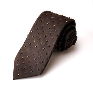 Модный мужской галстук ручной работы с вышивкой бисером и узором пейсли, коричневый, из тутового шелка. Принимаем заказы на малые партии, включая шоколадные галстуки. - Product Image 3