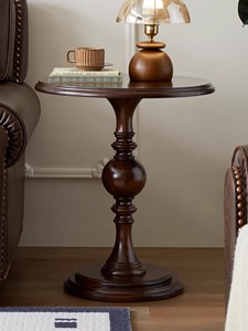 Petite <span class=keywords><strong>table</strong></span> <span class=keywords><strong>basse</strong></span> ronde de style vintage français <span class=keywords><strong>Table</strong></span> d'appoint de canapé en bois massif <span class=keywords><strong>Table</strong></span> <span class=keywords><strong>basse</strong></span> à pattes de gourde d'angle en bois pur américain - Product Image 5