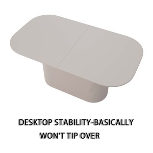 MDF Eco-Friendly Durable Cream Style Dining <b>Table</b> 4-8 Person Vertical Striped Legs Thick Elegant Home <b>Kitchen</b> <b>Table</b> - Product Image 4