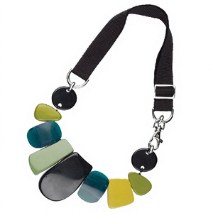 Trendy Fashion Statement Resin <b>Necklace</b> Women's Acrylic Resin Beaded Chain Party Jewelry <b>Blue</b> Multi-Color Statement <b>Necklaces</b> - Product Image 2