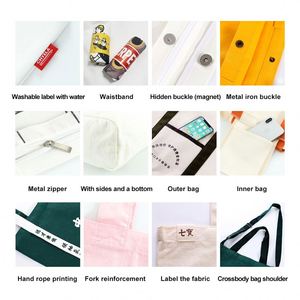 Economical Durable Recyclable 100% Cotton Letter Tote Bag Medium Reusable Grocery Shopping Pull Closure Long Handle DIY - Product Image 4