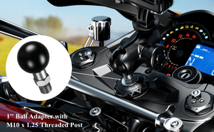 Adattatore per giunti a sfera in alluminio 25mm di alta qualità per moto supporto per <span class=keywords><strong>telefono</strong></span> Base 1 ''adattatore a sfera con montante filettato M10 * 1.25 - Product Image 6