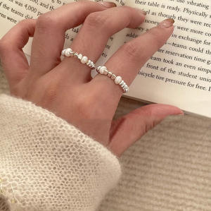 CAIOOCHE Patchwork rotto anello di perle d'argento 2025 nuovo stile del <span class=keywords><strong>signore</strong></span> <span class=keywords><strong>degli</strong></span> <span class=keywords><strong>anelli</strong></span> anello di ottone per le donne - Product Image 4